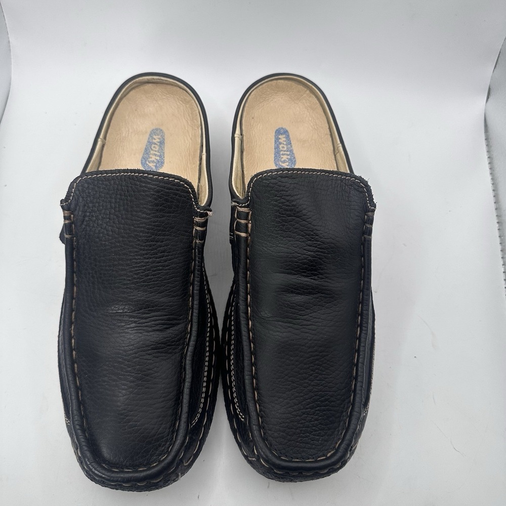 Wolky Roll-Slide Clog Women 40 Black Leather Mules Slip On Comfort Walking Shoes - Picture 3 of 9